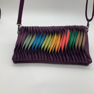 Vintage Mellow World Purple Woman’s Clutch Purse Handbag Adjustable Crossbody